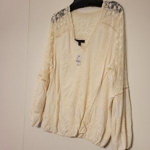 Lane Bryant 22/24 Cream Peasant Blouse NWT